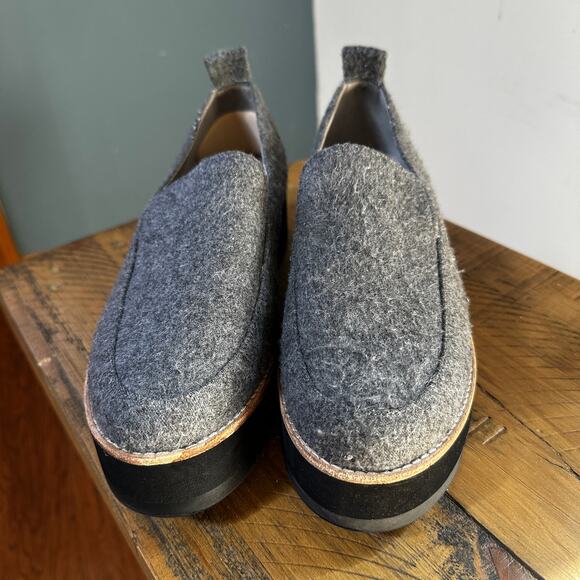 Eileen Fisher Wool Platform Loafers size 8 Slip On Leather Lined Shoes - Picture 1 of 4